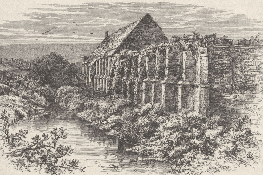 DORSET. Dorchester. Ruins, Barn, Abbotsbury Abbey 1898 old antique print